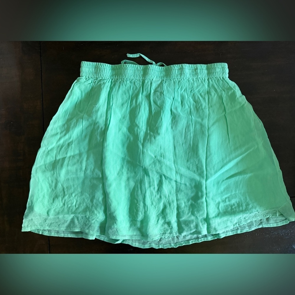 RAGA Anthropology Seafoam Bubble Mini Skirt with Tie Front NEW - Picture 2 of 3